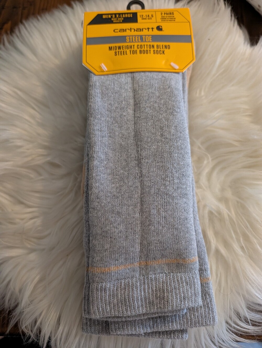 Carhartt Light Gray Midweight Cotton-Blend Work Socks (2 Pairs)